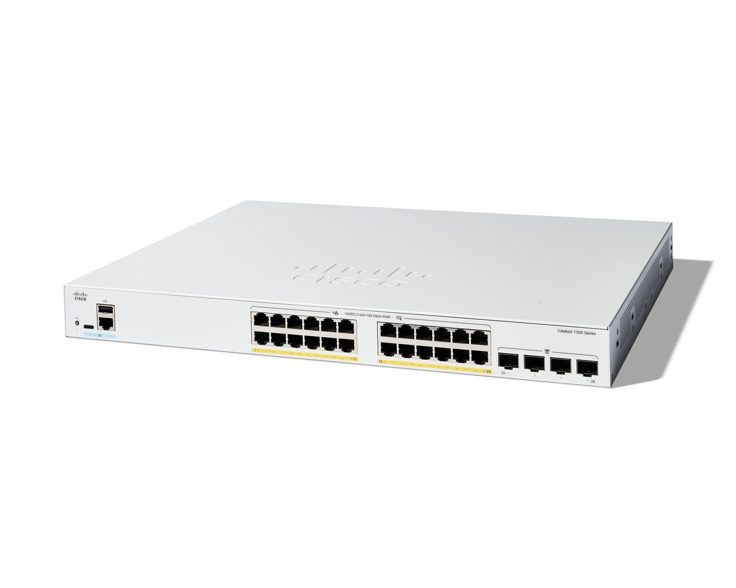 Cisco Catalyst C1300-24FP-4G – Switch PoE+ 24 port Gigabit công suất 375 W, hiệu năng cao cho SMB