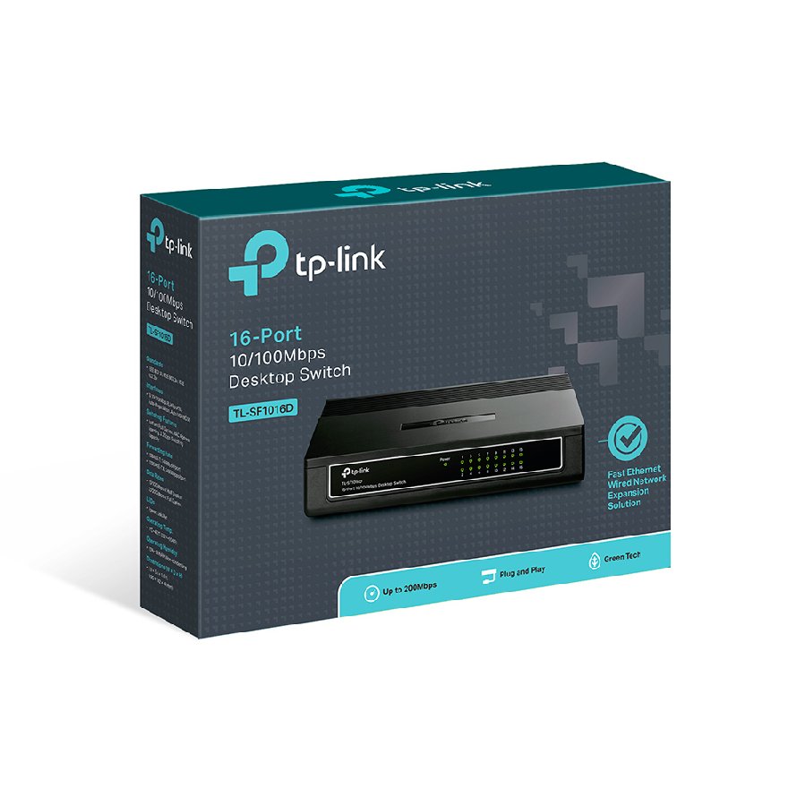 TP-Link TL-SF1016D | Switch 16 port 10/100 Mbps, Unmanaged, thiết kế để bàn nhỏ gọn, hoạt động ổn định
