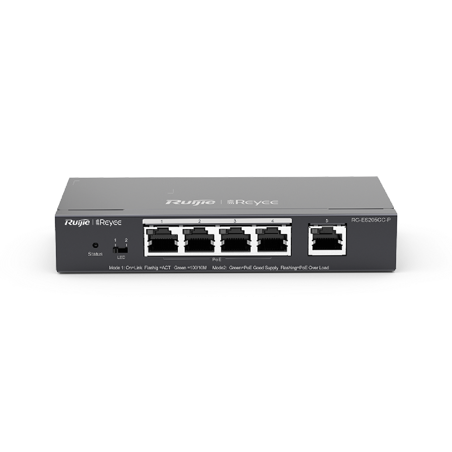 Ruijie Reyee RG-ES205GC-P – 5-Port Gigabit Smart Cloud Managed PoE Switch cho hệ thống camera và SMB