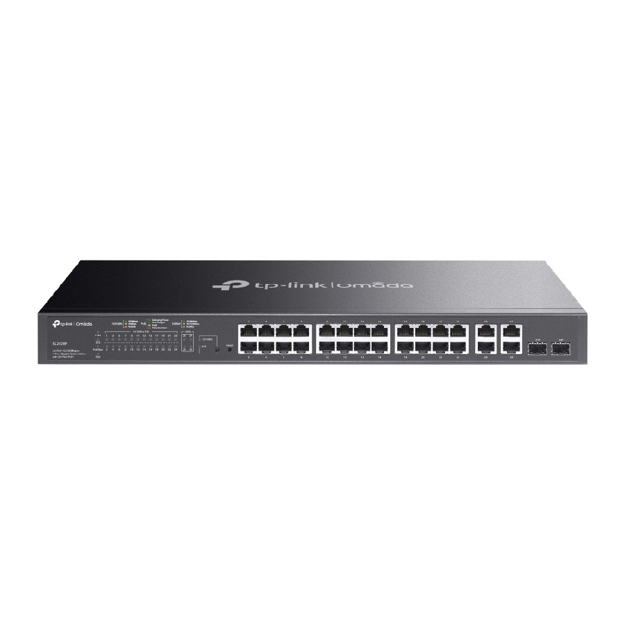 TP-Link SL2428P | Switch 24 Port PoE+ Quản Lý Cao Cấp Omada, VLAN, QoS, Static Routing, Tổng Công Suất 250W, Gắn Rack Kim Loại Bền Bỉ