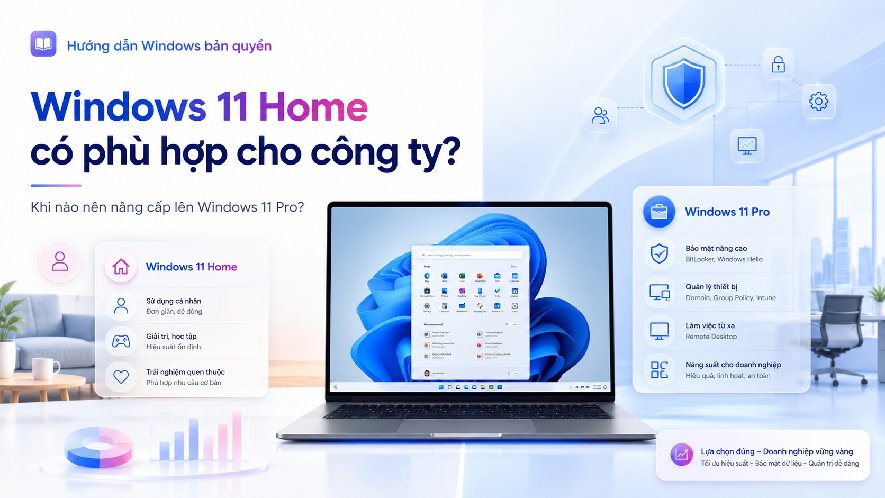 Windows 11 Home kèm theo laptop có phù hợp cho công ty không?
