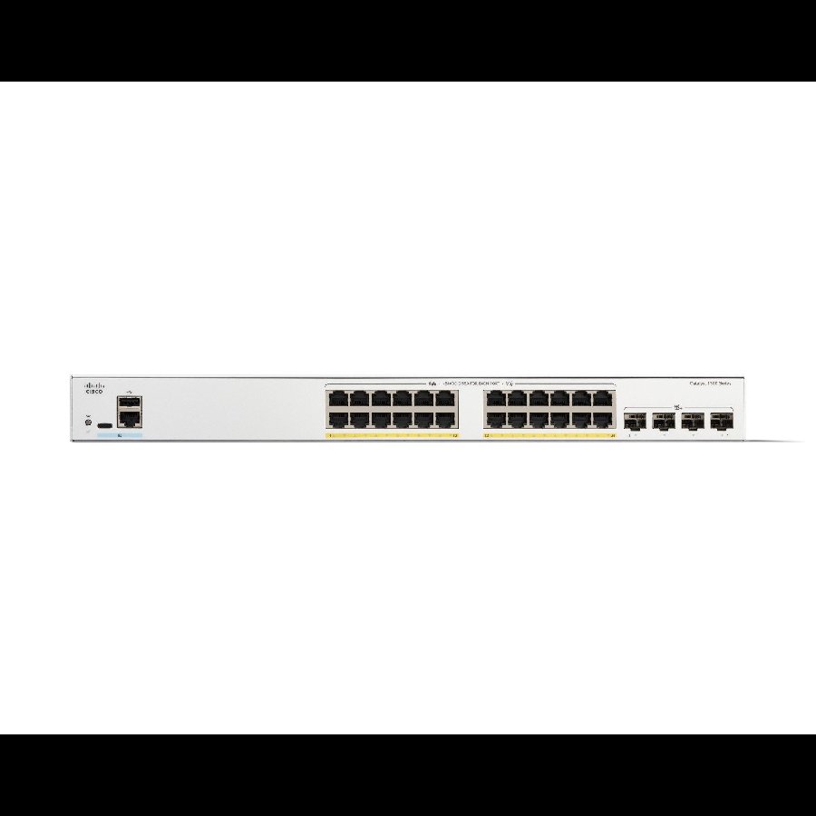 Cisco Catalyst C1300-24FP-4X – Switch PoE+ 24 port Gigabit công suất 375 W, uplink 10G, hiệu năng cao cho SMB
