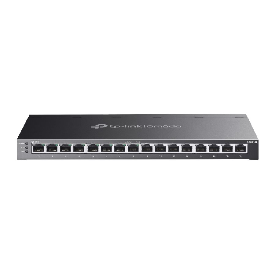 TP-Link SG2016P | Switch 16 Port Gigabit PoE+ Quản Lý Dễ Dàng Omada, VLAN, QoS, Tổng Công Suất 120W, Thiết Kế Kim Loại Êm Ái