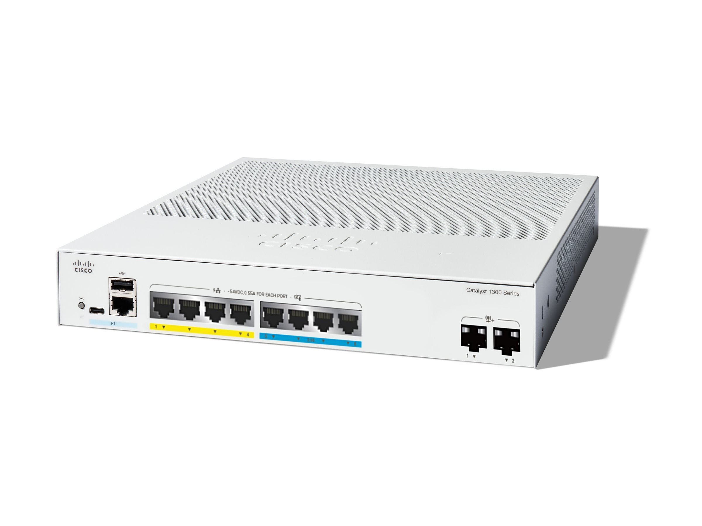 Cisco Catalyst C1300-8MGP-2X – Switch Multi-Gig PoE+ 8 port (2.5G) + 2 uplink 10G SFP+, hiệu năng cao cho Wi-Fi 6/6E