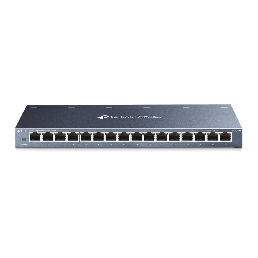 TP-Link TL-SG116 | Switch Gigabit 16 port, Unmanaged, vỏ kim loại, tốc độ 1000 Mbps, hiệu năng cao