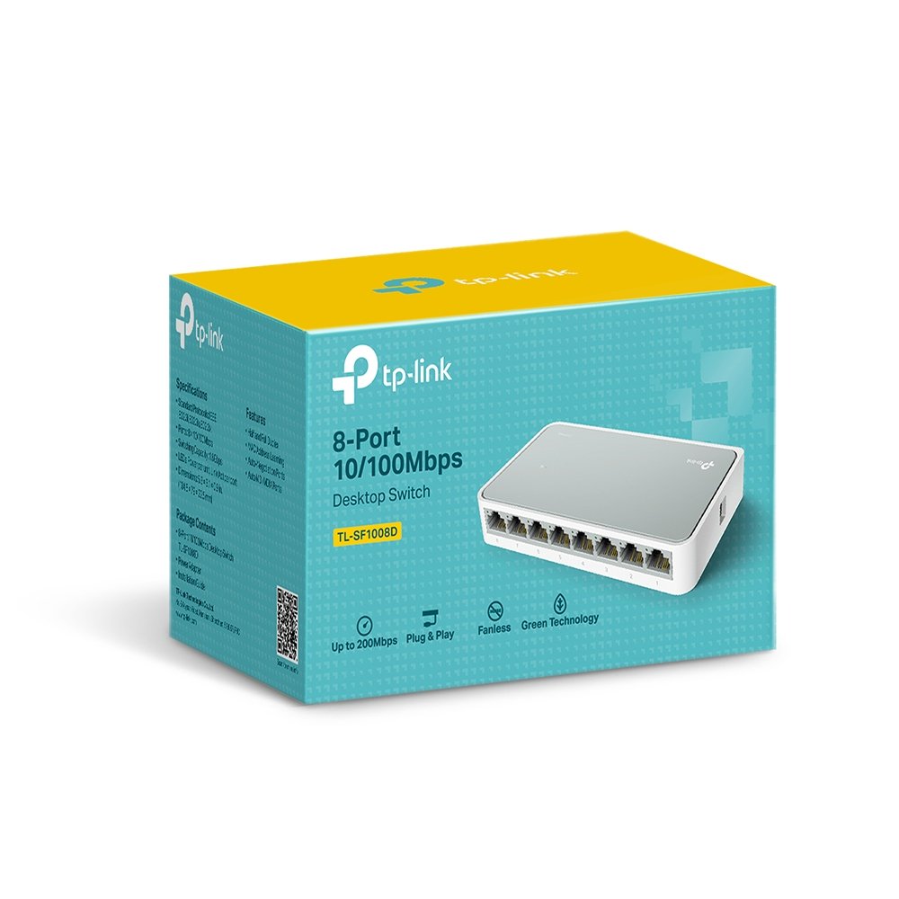 TP-Link TL-SF1008D | Bộ chia mạng 8 port 10/100Mbps, Plug & Play, thiết kế nhỏ gọn cho văn phòng & gia đình