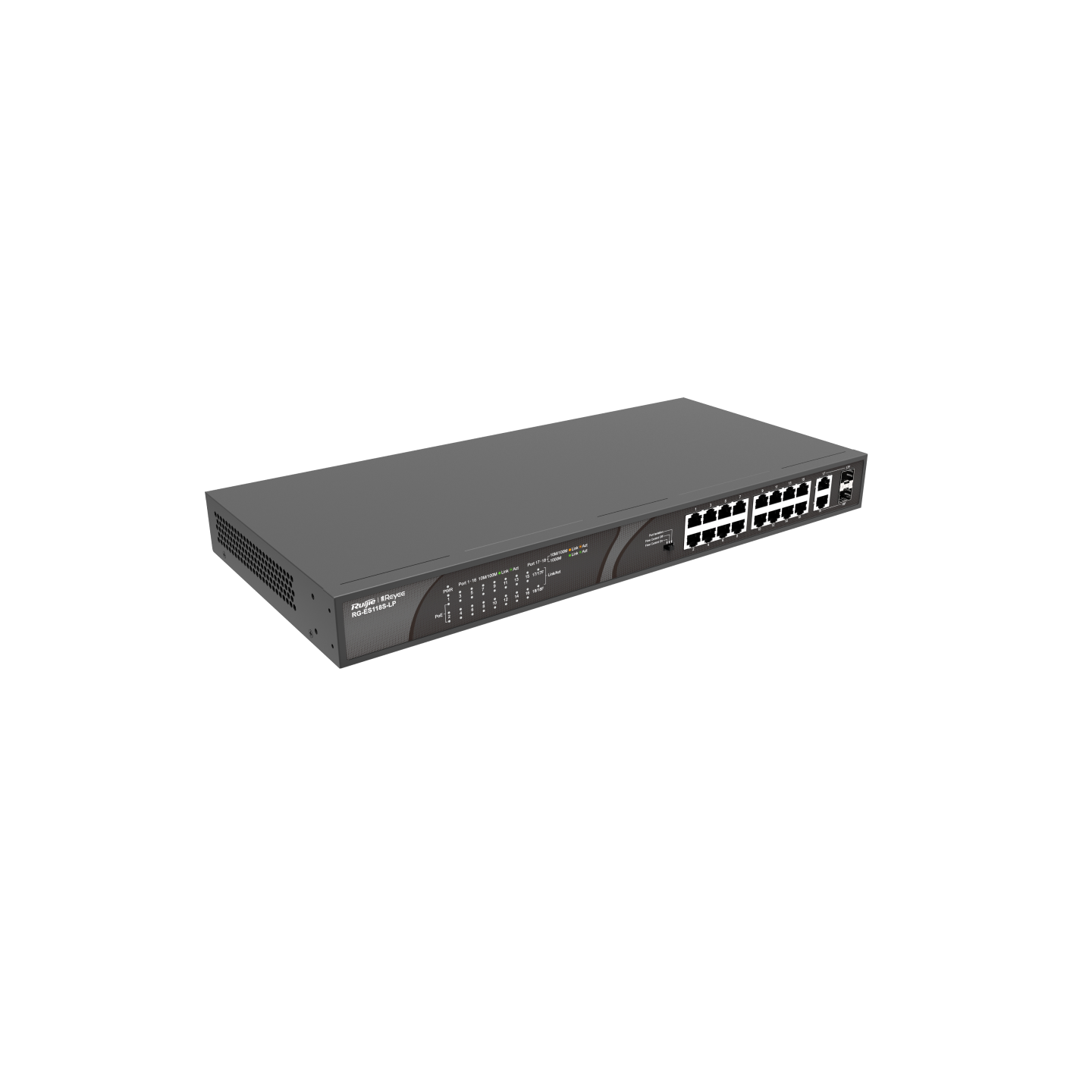 Ruijie Reyee RG-ES118S-LP – 16-Port Fast + 2-Port Gigabit PoE Unmanaged Switch hỗ trợ giám sát qua Ruijie Cloud App