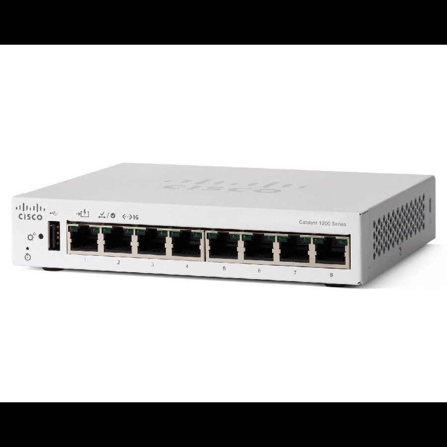 Cisco Catalyst C1200-8T-D - Switch Gigabit không PoE, fanless, hiệu năng ổn định cho văn phòng nhỏ