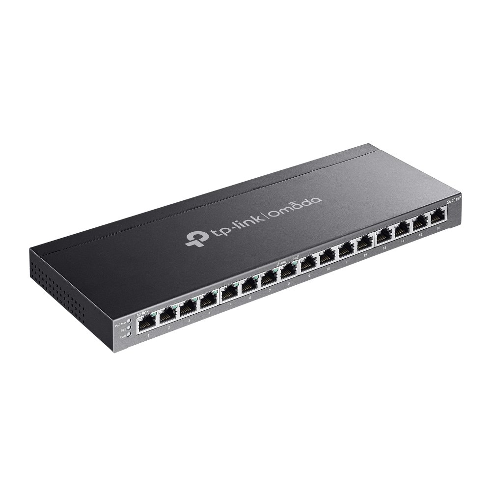 TP-Link SG2016P | Switch 16 Port Gigabit PoE+ Quản Lý Dễ Dàng Omada, VLAN, QoS, Tổng Công Suất 120W, Thiết Kế Kim Loại Êm Ái