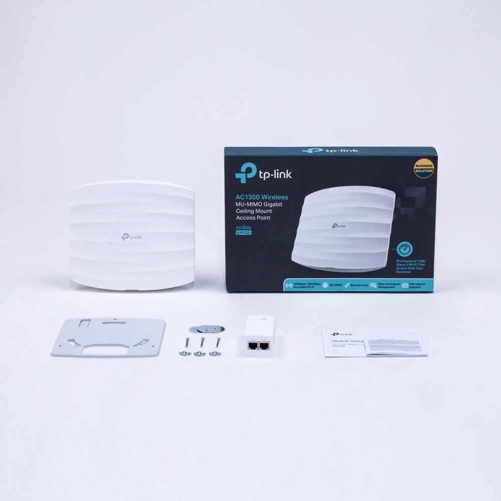TP-Link EAP225 | WiFi Ceiling Access Point AC1350 Gigabit, MU-MIMO, PoE & Quản Lý Cloud Qua Omada SDN