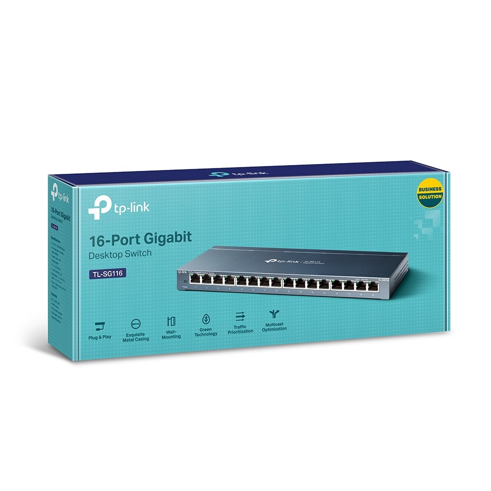 TP-Link TL-SG116 | Switch Gigabit 16 port, Unmanaged, vỏ kim loại, tốc độ 1000 Mbps, hiệu năng cao