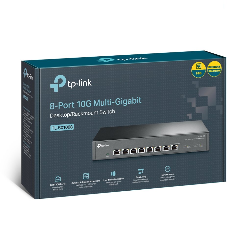 TP-Link TL-SX1008 | Switch 10G Multi-Gigabit 8 port, Unmanaged, vỏ kim loại cao cấp, tốc độ cực cao cho doanh nghiệp và NAS