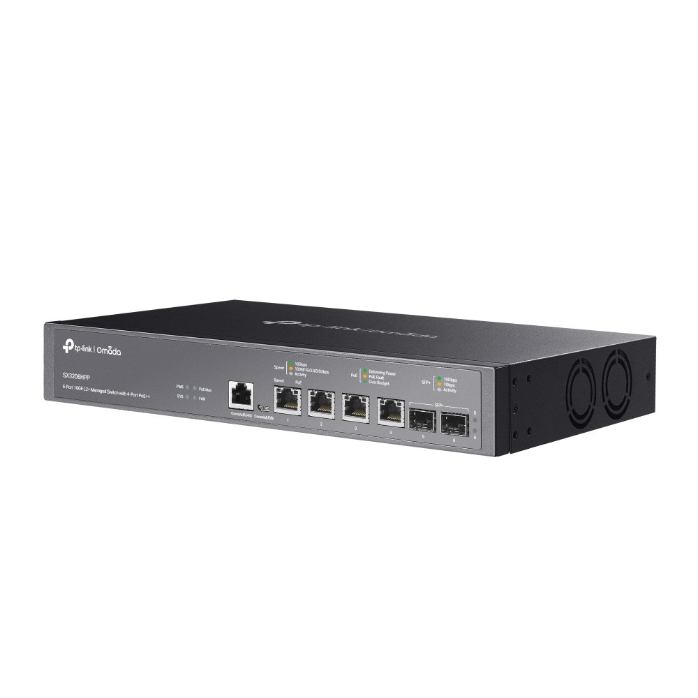 TP-Link SX3206HPP | Switch 6 Port 10G PoE++ Quản Lý Cao Cấp Omada, Tổng Công Suất 200W, VLAN, QoS, Static Routing