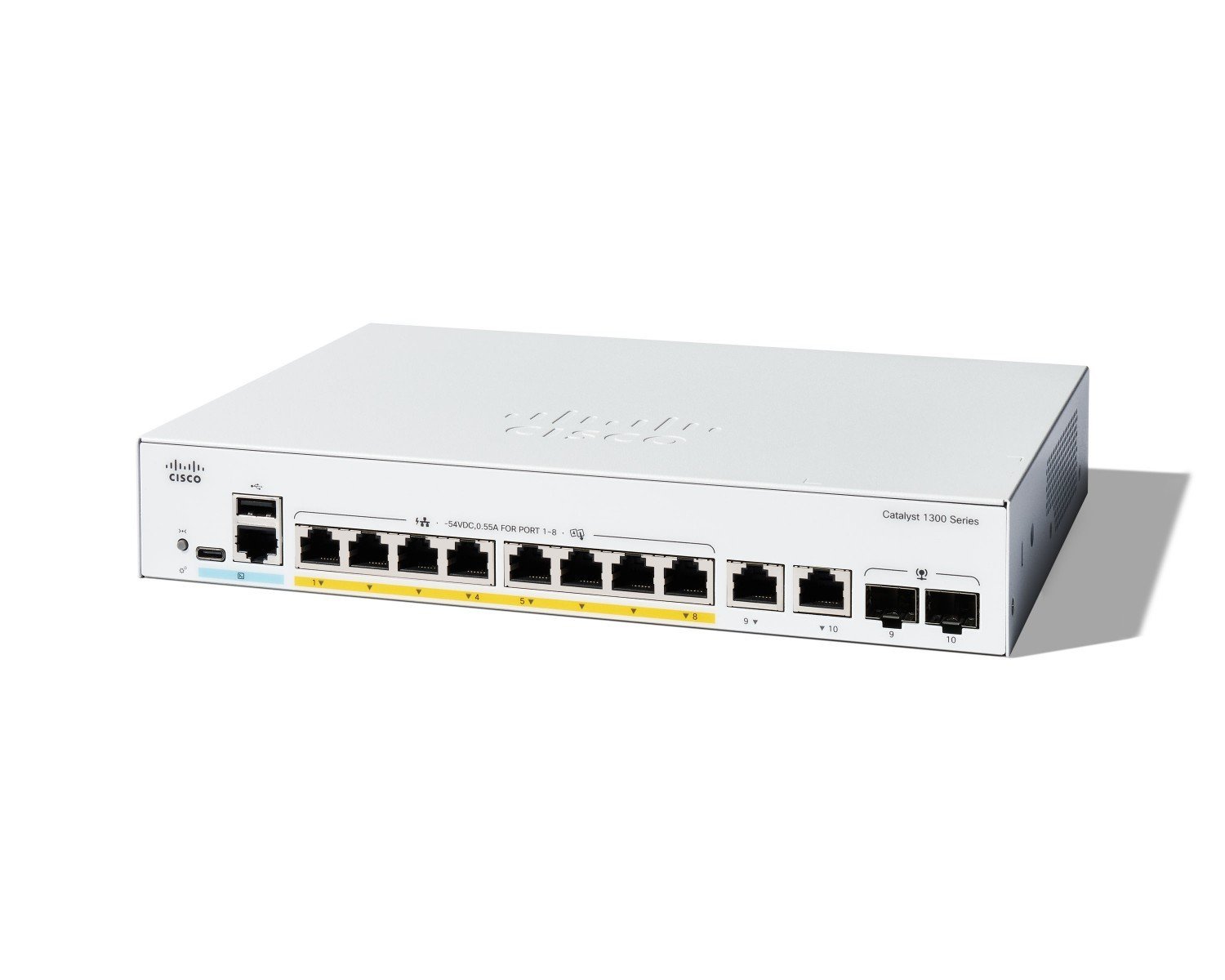 Cisco Catalyst C1300-8P-E-2G - Switch PoE+ 8 port Gigabit + 2 uplink SFP, giải pháp mạng linh hoạt cho SMB