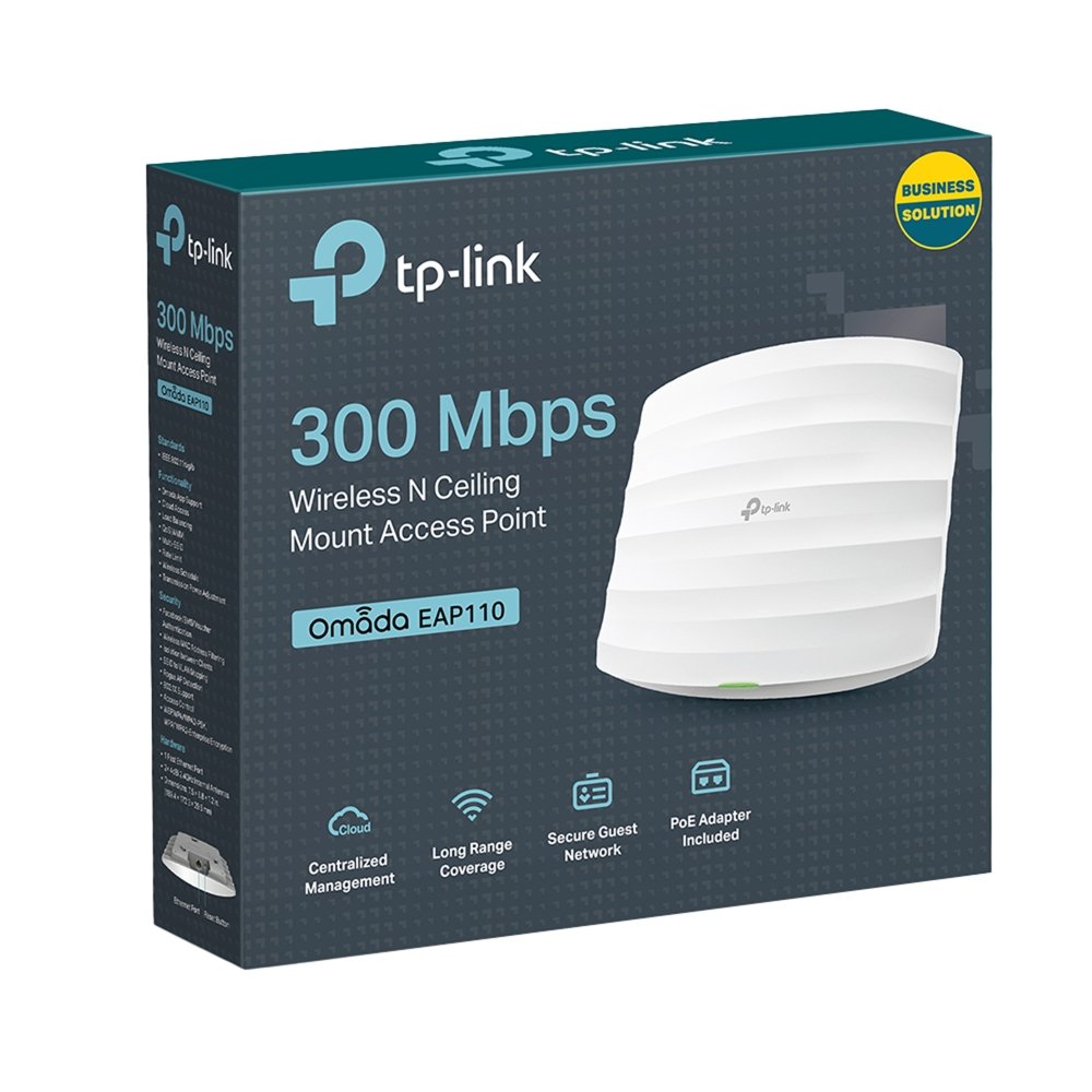TP-Link EAP110 | WiFi Ceiling Access Point Chuẩn N 300Mbps, Hỗ Trợ PoE & Quản Lý Qua Omada Controller