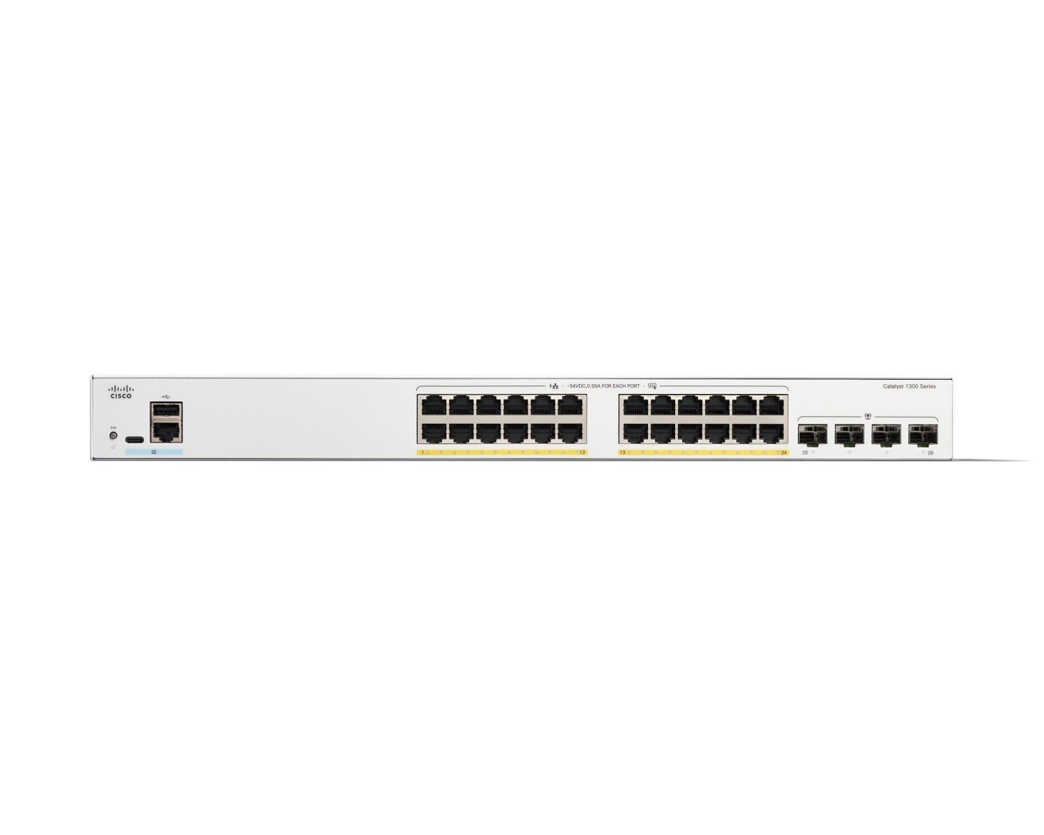 Cisco Catalyst C1300-24FP-4G – Switch PoE+ 24 port Gigabit công suất 375 W, hiệu năng cao cho SMB