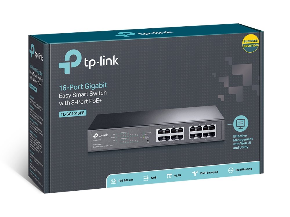 TP-Link TL-SG1016PE | Easy Smart PoE+ Switch 16 Port Gigabit 110W, VLAN, QoS, quản lý linh hoạt