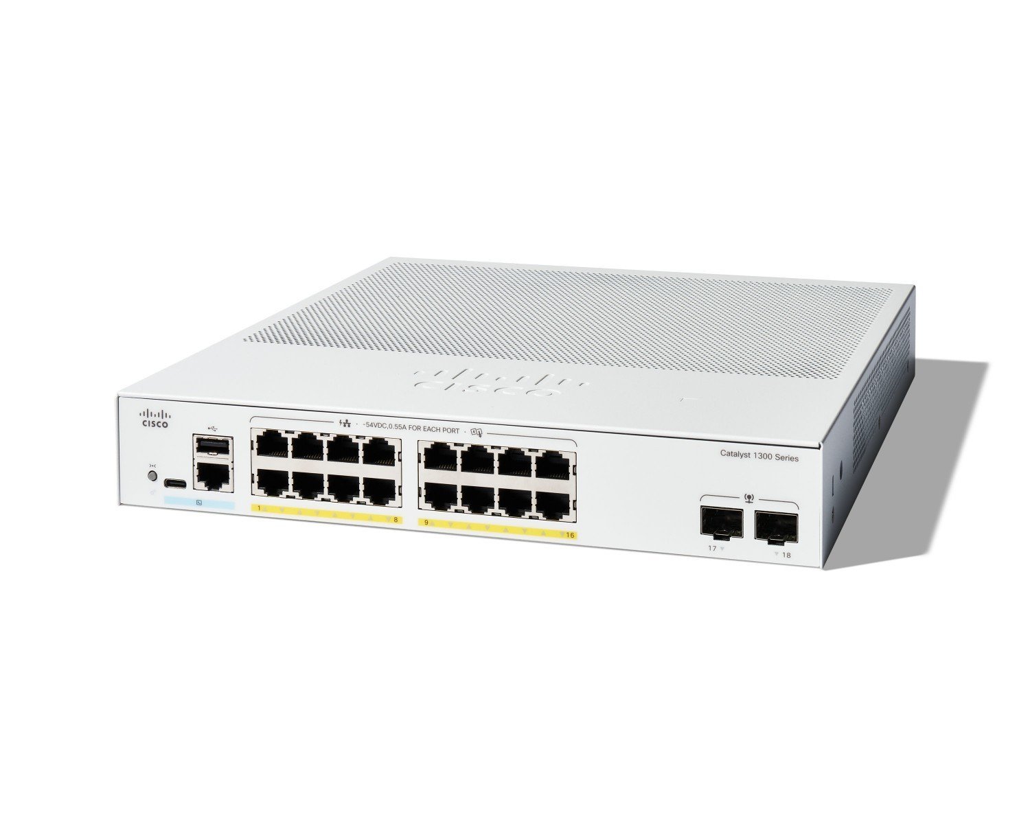 Cisco Catalyst C1300-16FP-2G – Switch PoE+ 16 port Gigabit công suất 240 W, hiệu năng cao cho SMB