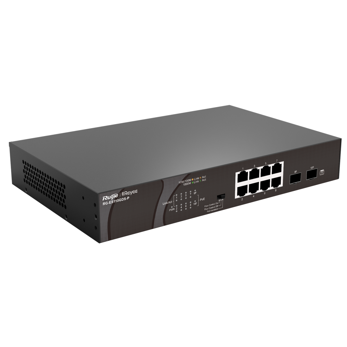 Ruijie Reyee RG-ES110GDS-P – 8-Port Gigabit + 2 SFP PoE Unmanaged Switch hỗ trợ giám sát qua Ruijie Cloud App
