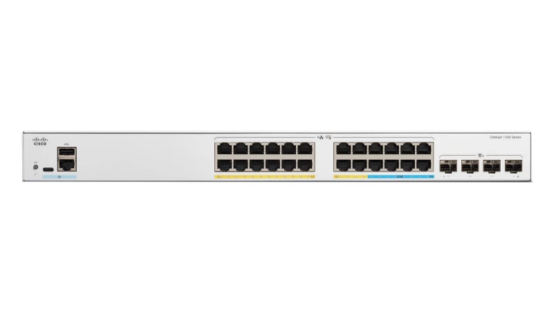 Cisco Catalyst C1300-24MGP-4X – Switch Multi-Gig PoE+ 24 port (2.5G) + 4 uplink 10G SFP+, hiệu năng mạnh mẽ cho SMB