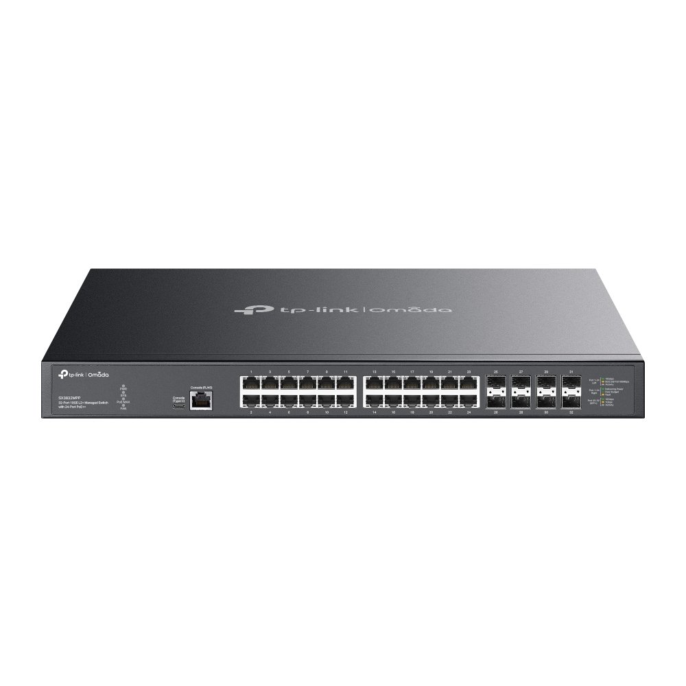 TP-Link SX3832MPP | Switch 32 Port 10G PoE++ Uplink 10G Quản Lý Cao Cấp Omada, Tổng Công Suất 770W, VLAN, QoS, Static Routing