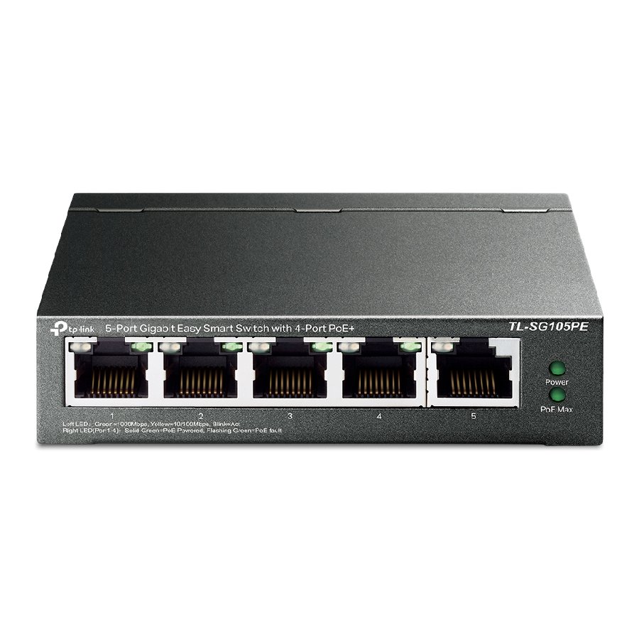 TP-Link TL-SG105PE | Easy Smart PoE+ Switch 5 Port Gigabit 65W, VLAN, QoS, quản lý linh hoạt