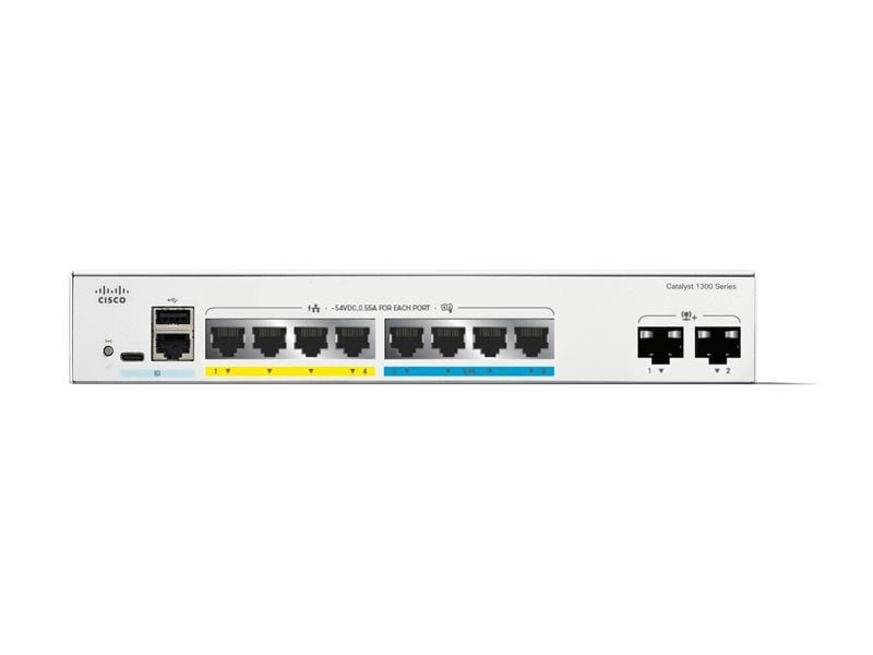 Cisco Catalyst C1300-8MGP-2X – Switch Multi-Gig PoE+ 8 port (2.5G) + 2 uplink 10G SFP+, hiệu năng cao cho Wi-Fi 6/6E
