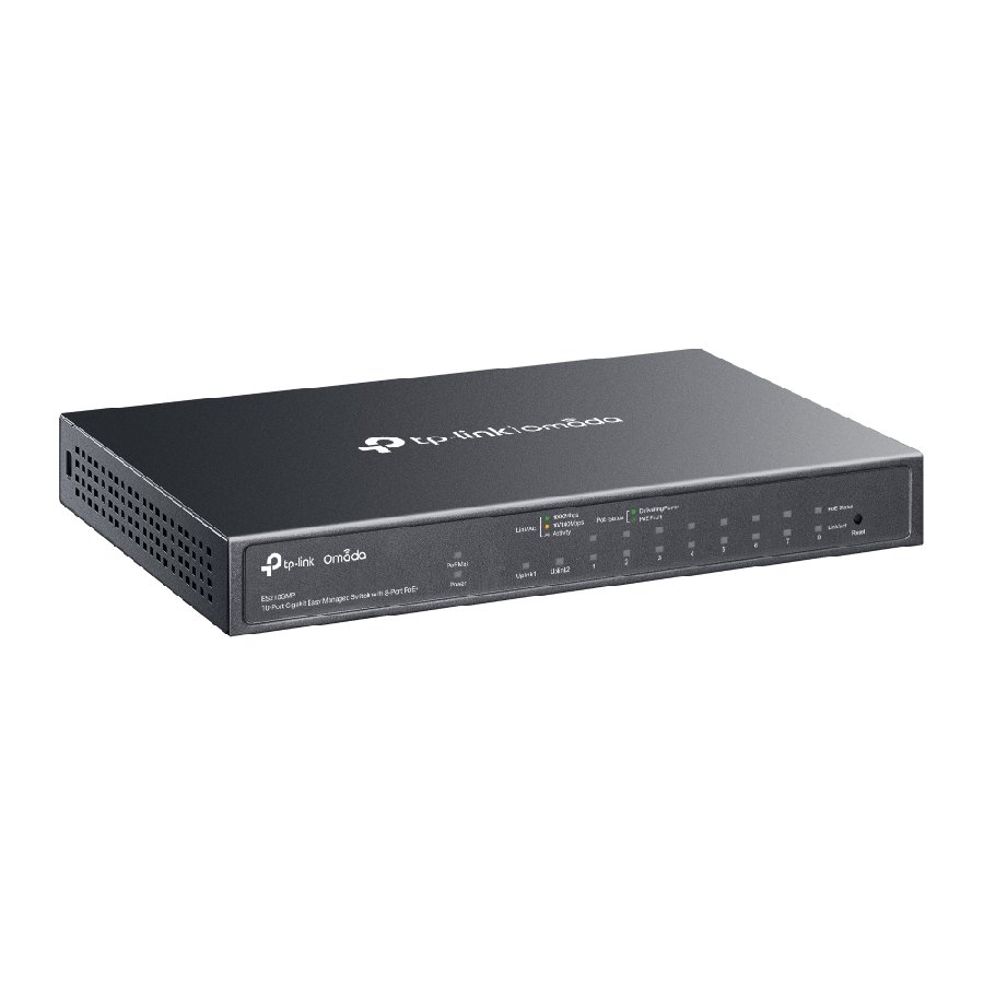 TP-Link ES210GMP | Switch 10 Port Gigabit PoE+ 123W Quản Lý Dễ Dàng Omada, Truyền Xa 250m, Vỏ Kim Loại Bền Bỉ