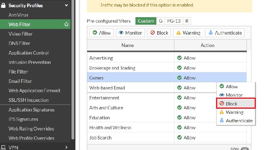 Web Filter cơ bản trên FortiGate - Chặn web xấu & quản lý truy cập Internet