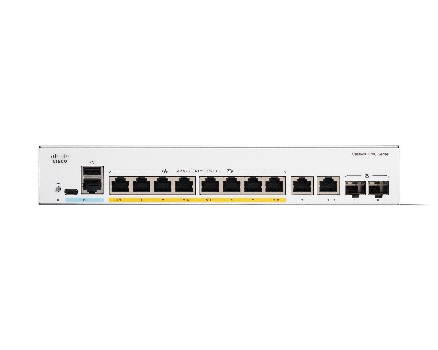 Cisco Catalyst C1200-8FP-2G - Switch PoE+ 8 cổng Gigabit công suất 120 W, hiệu năng cao và yên tĩnh cho SMB