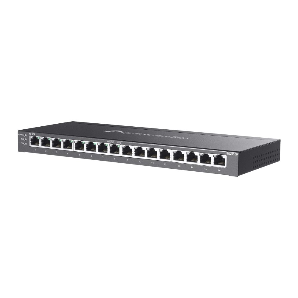 TP-Link SG2016P | Switch 16 Port Gigabit PoE+ Quản Lý Dễ Dàng Omada, VLAN, QoS, Tổng Công Suất 120W, Thiết Kế Kim Loại Êm Ái