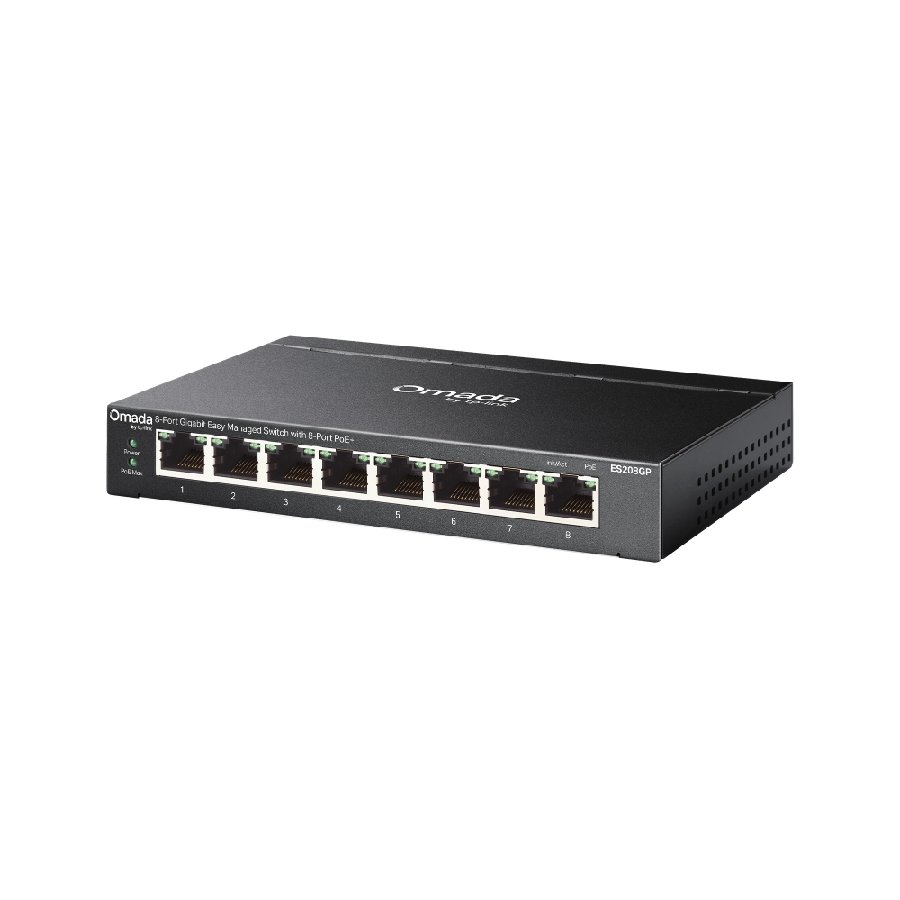 TP-Link ES208GP | Switch 8 Port Gigabit PoE+ 64W Quản Lý Dễ Dàng Omada, Truyền Xa 250m, Vỏ Kim Loại Bền Bỉ