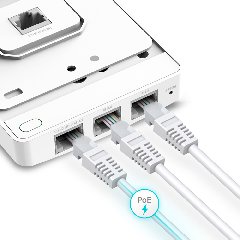 TP-Link EAP615-Wall | WiFi 6 AX1800 Wall Access Point, 4 Port Gigabit, PoE+, Quản Lý Cloud Qua Omada SDN