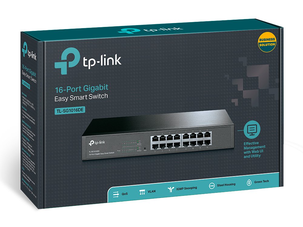 TP-Link TL-SG1016DE | Switch Gigabit Easy Smart 16 port, VLAN, QoS, IGMP Snooping, hiệu năng cao cho doanh nghiệp