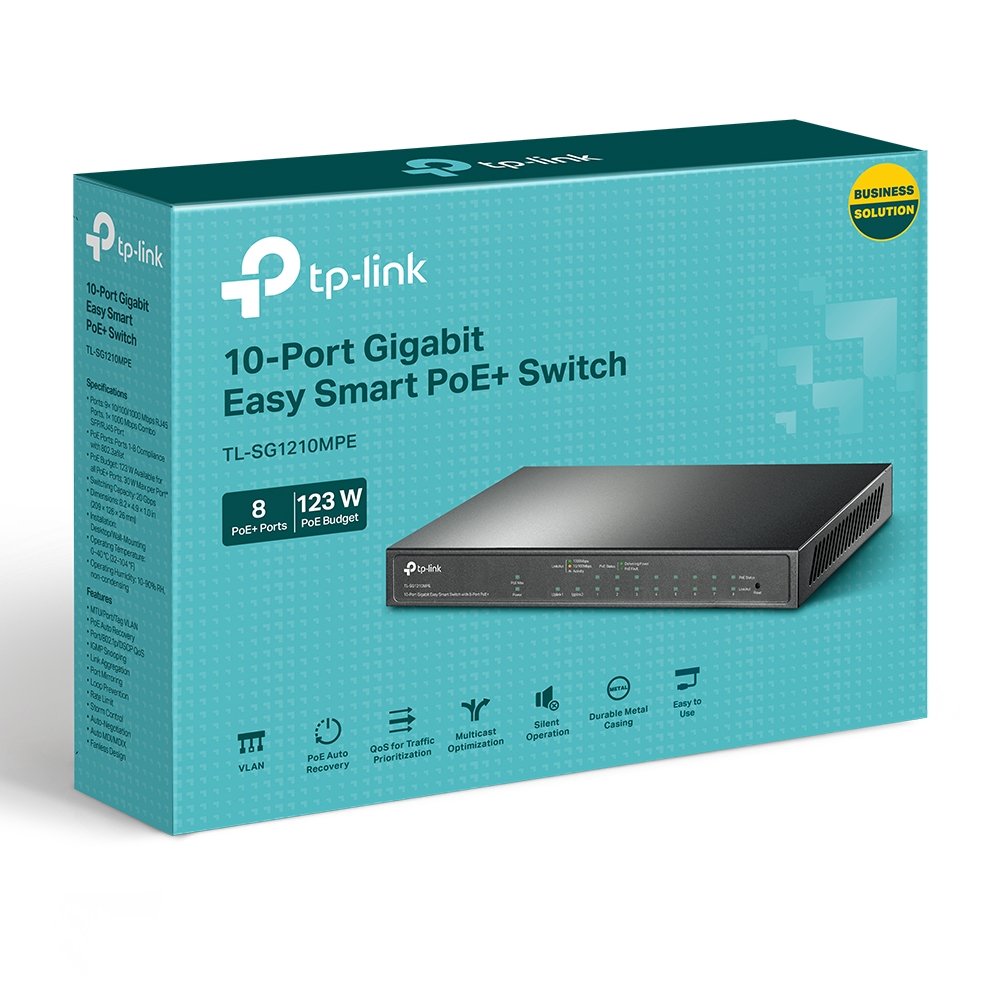 TP-Link TL-SG1210MPE | PoE+ Switch 10 Port Gigabit 123W, VLAN, QoS, giám sát qua Utility