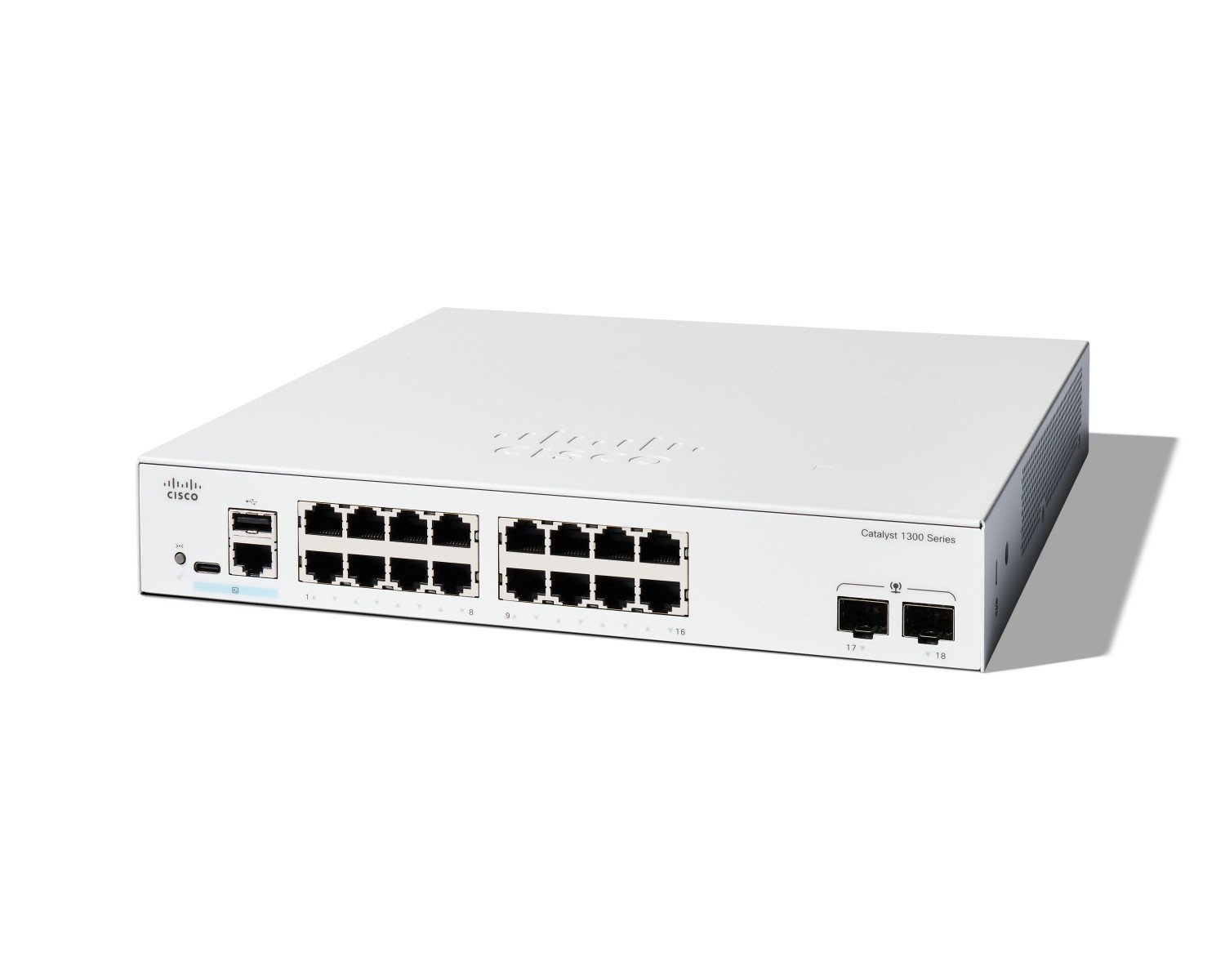 Cisco Catalyst C1300-16T-2G – Switch Gigabit 16 port + 2 uplink SFP, fanless, hiệu năng ổn định cho SMB