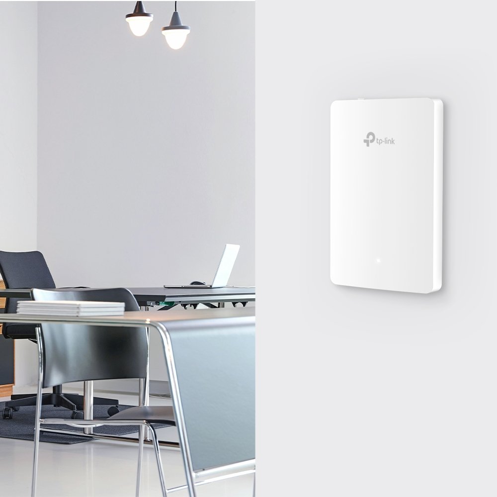 TP-Link EAP615-Wall | WiFi 6 AX1800 Wall Access Point, 4 Port Gigabit, PoE+, Quản Lý Cloud Qua Omada SDN