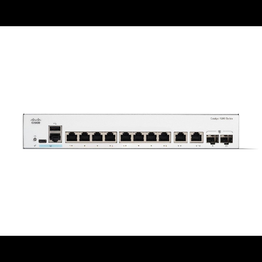 Cisco Catalyst C1200-8T-E-2G - Switch Gigabit 8 cổng + 2 uplink SFP, fanless, hiệu năng cao cho SMB