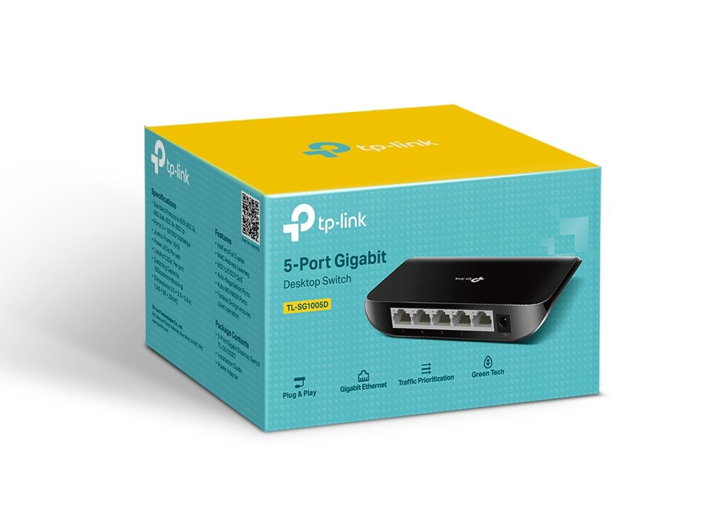 TP-Link TL-SG1005D | Switch Gigabit 5 port, Unmanaged, vỏ nhựa, nhỏ gọn, cắm là chạy cho văn phòng và gia đình