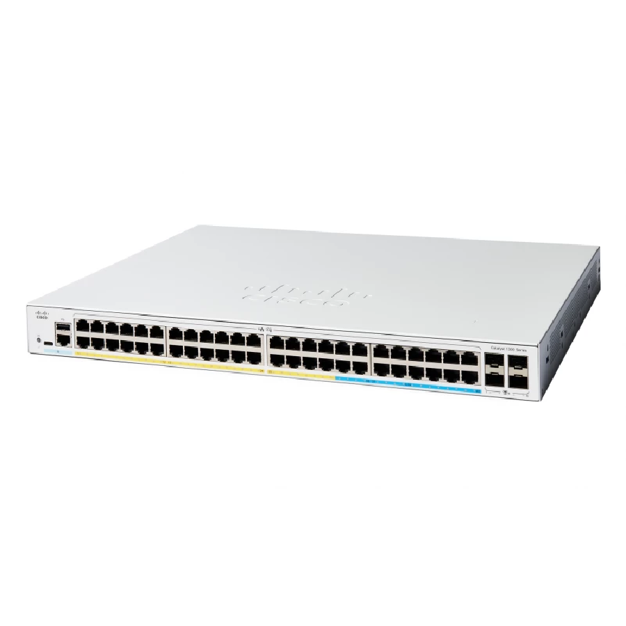 Cisco Catalyst C1300-48MGP-4X – Switch Multi-Gig PoE+ 48 port (2.5G) + 4 uplink 10G SFP+, hiệu năng mạnh mẽ cho SMB và campus