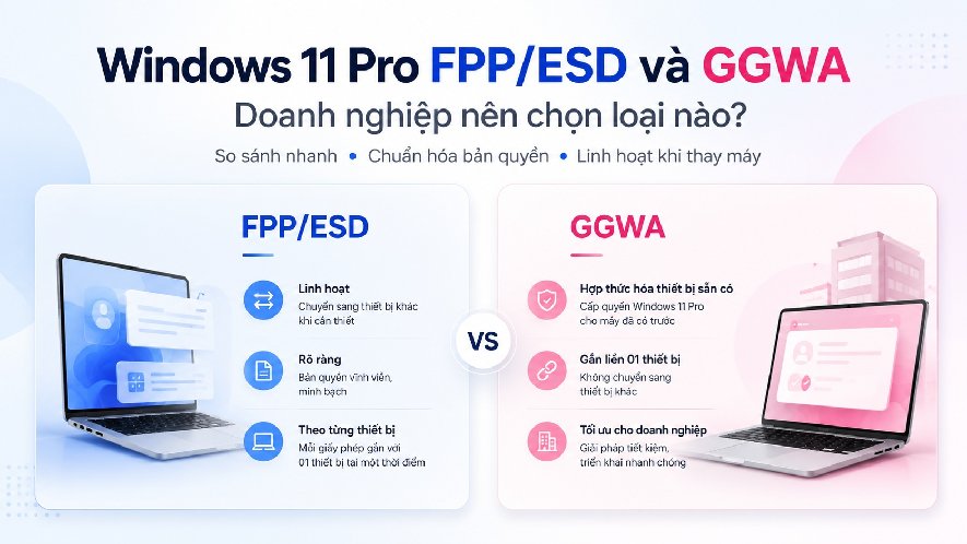 Windows 11 Pro FPP/ESD và GGWA khác nhau gì?
