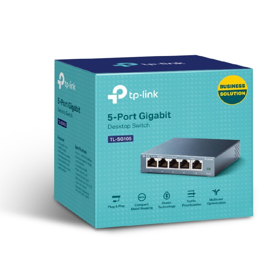 TP-Link TL-SG105 | Switch Gigabit 5 port, Unmanaged, vỏ kim loại, tốc độ 1000 Mbps, hoạt động ổn định cho văn phòng nhỏ
