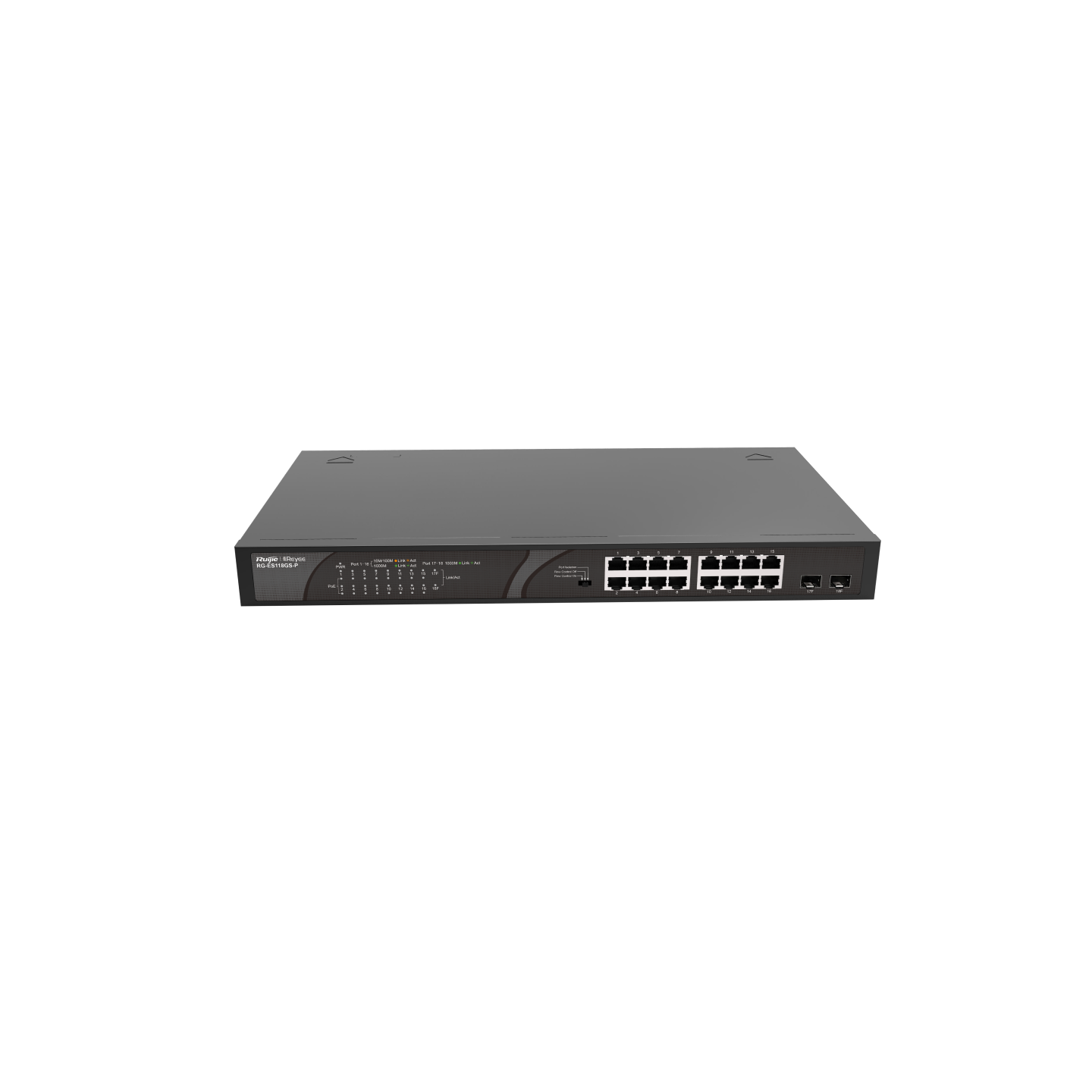 Ruijie Reyee RG-ES118GS-P – 16-Port Gigabit + 2 SFP PoE Unmanaged Switch hỗ trợ giám sát qua Ruijie Cloud App
