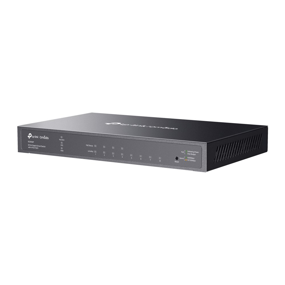 TP-Link SG2008P | Switch 8 Port Gigabit PoE+ Quản Lý Dễ Dàng Omada, VLAN, QoS, Tổng Công Suất 62W, Thiết Kế Kim Loại Êm Ái