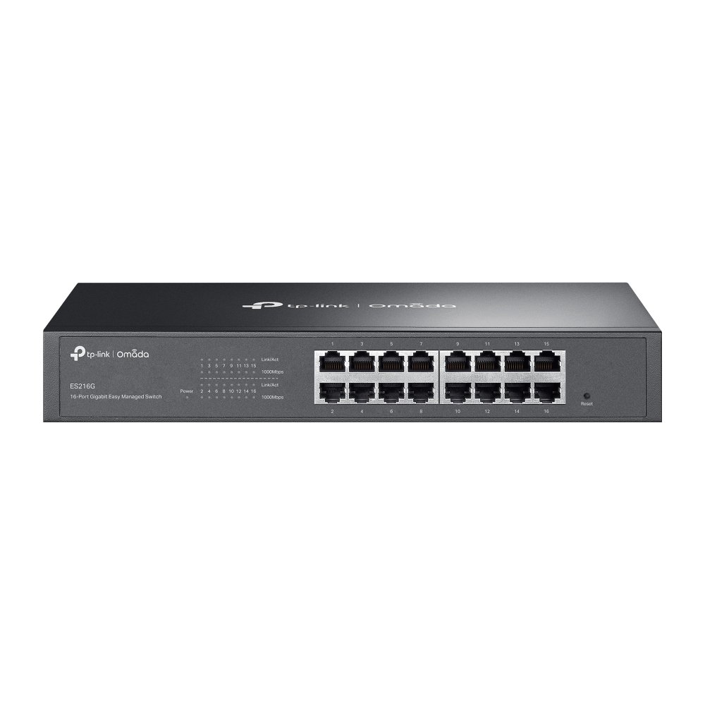 TP-Link ES216G | Switch 16 Port Gigabit Quản Lý Dễ Dàng Omada, VLAN, QoS, Vỏ Kim Loại Gắn Rack Bền Bỉ