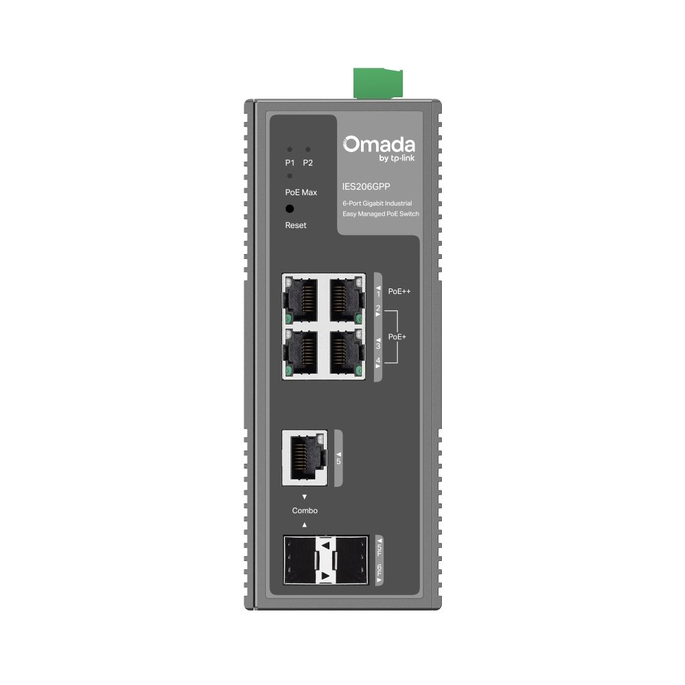 TP-Link IES206GPP | Switch Công Nghiệp 6 Port Gigabit PoE++ 120W Quản Lý Cloud Omada, IP40, Hoạt Động -40~75°C
