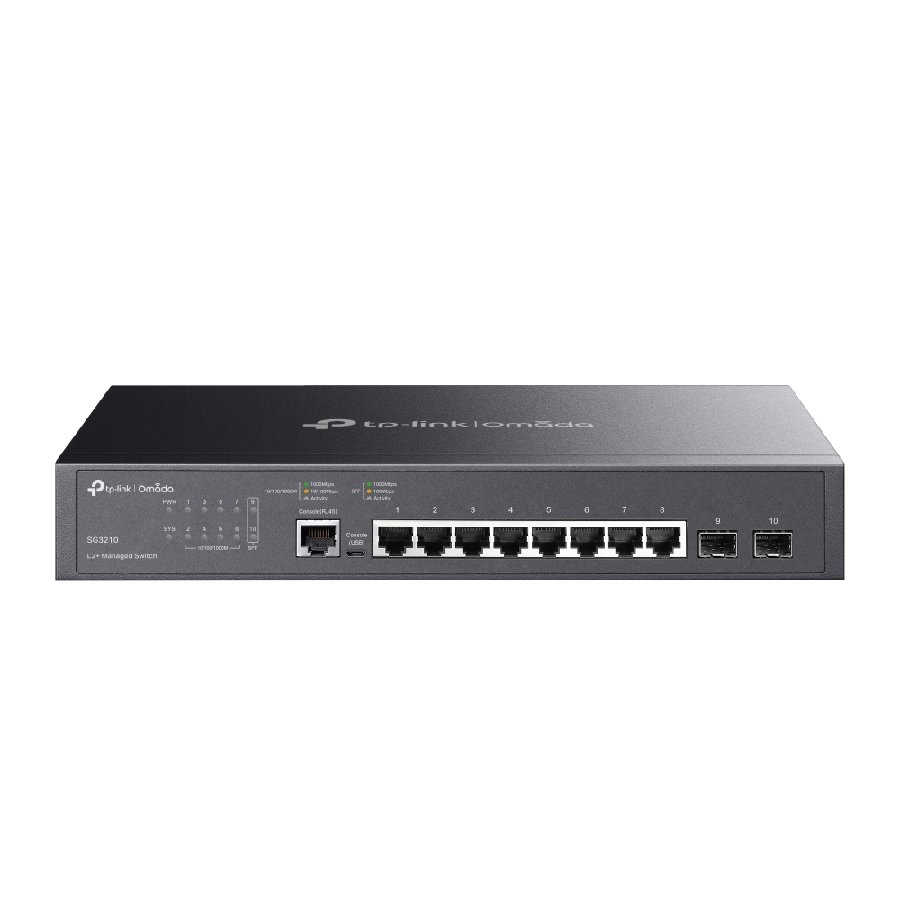 TP-Link SG3210 | Switch 8 Port Gigabit L2+ Quản Lý Cao Cấp Omada, VLAN, QoS, Static Routing, Thiết Kế Kim Loại Không Quạt Êm Ái