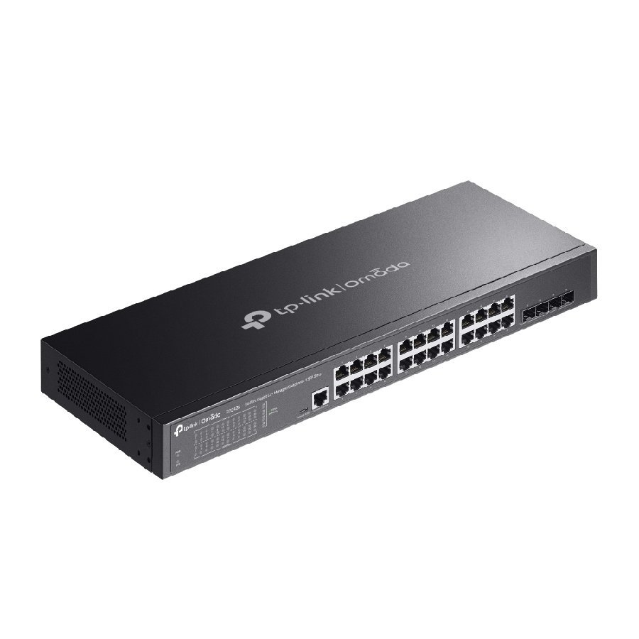 TP-Link SG3428 | Switch 24 Port Gigabit L2+ Quản Lý Cao Cấp Omada, VLAN, QoS, Static Routing, Thiết Kế Kim Loại Không Quạt Êm Ái