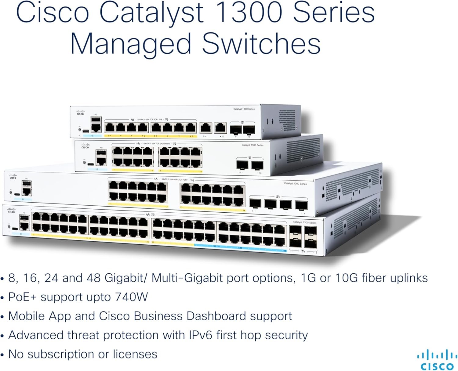 Cisco Catalyst C1300-8T-E-2G - Switch 8 cổng Gigabit Layer 3 hiệu năng cao cho SMB & văn phòng chi nhánh