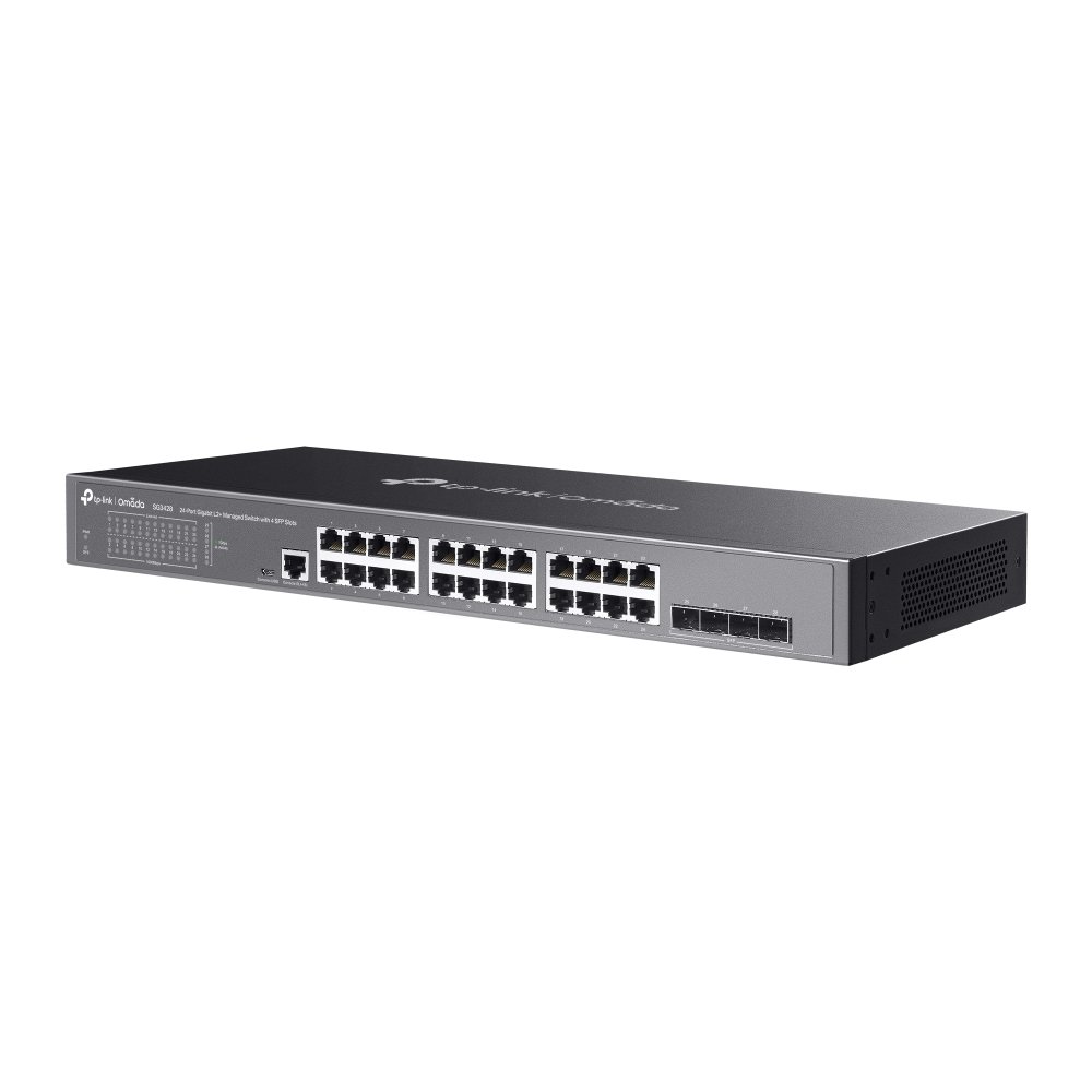 TP-Link SG3428 | Switch 24 Port Gigabit L2+ Quản Lý Cao Cấp Omada, VLAN, QoS, Static Routing, Thiết Kế Kim Loại Không Quạt Êm Ái